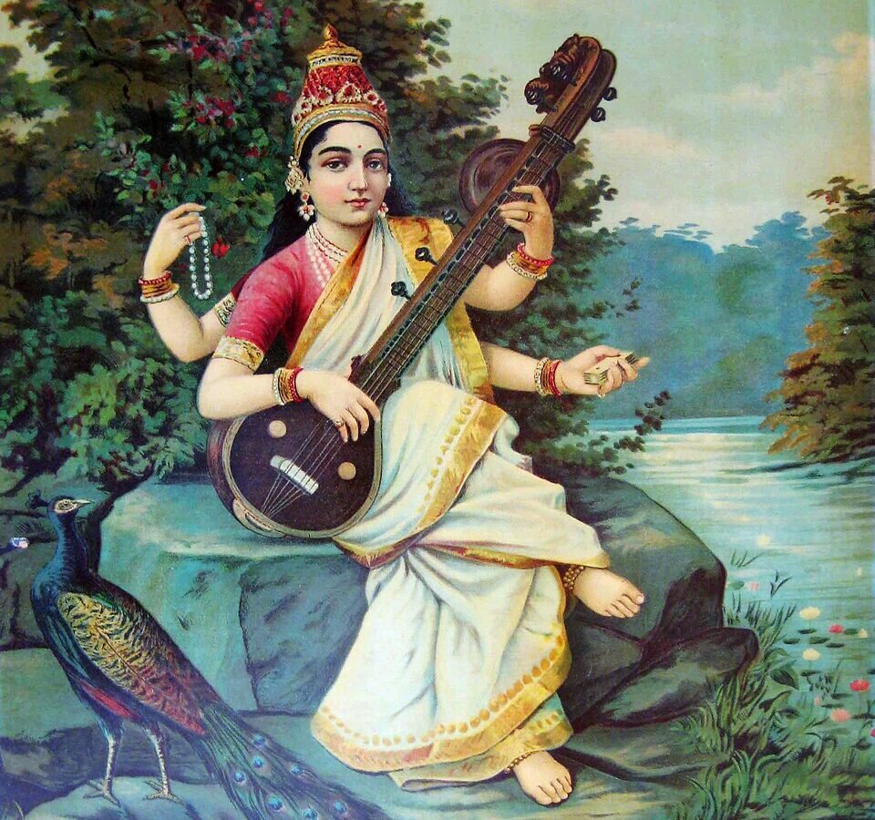 Saraswati painted by Raja Ravi Varma